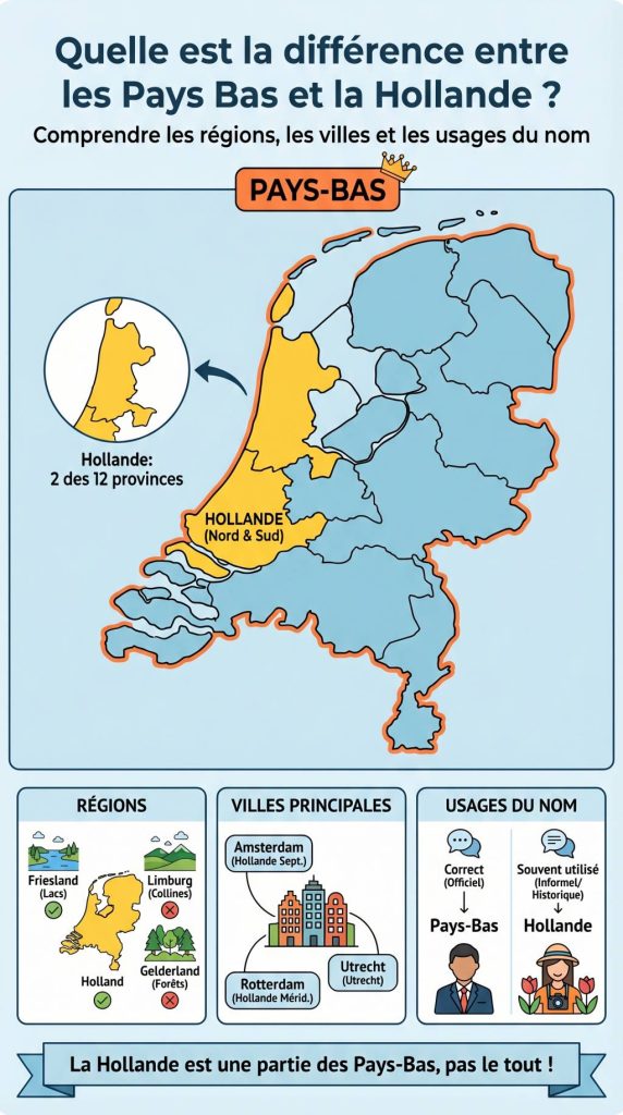 Quelle est la différence entre les Pays-Bas et la Hollande ? Comprendre les régions, les villes et les usages du nom
