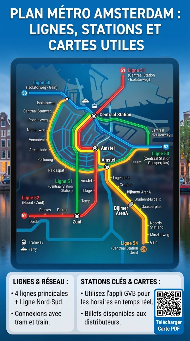 Plan metro Amsterdam : lignes, stations et cartes utiles